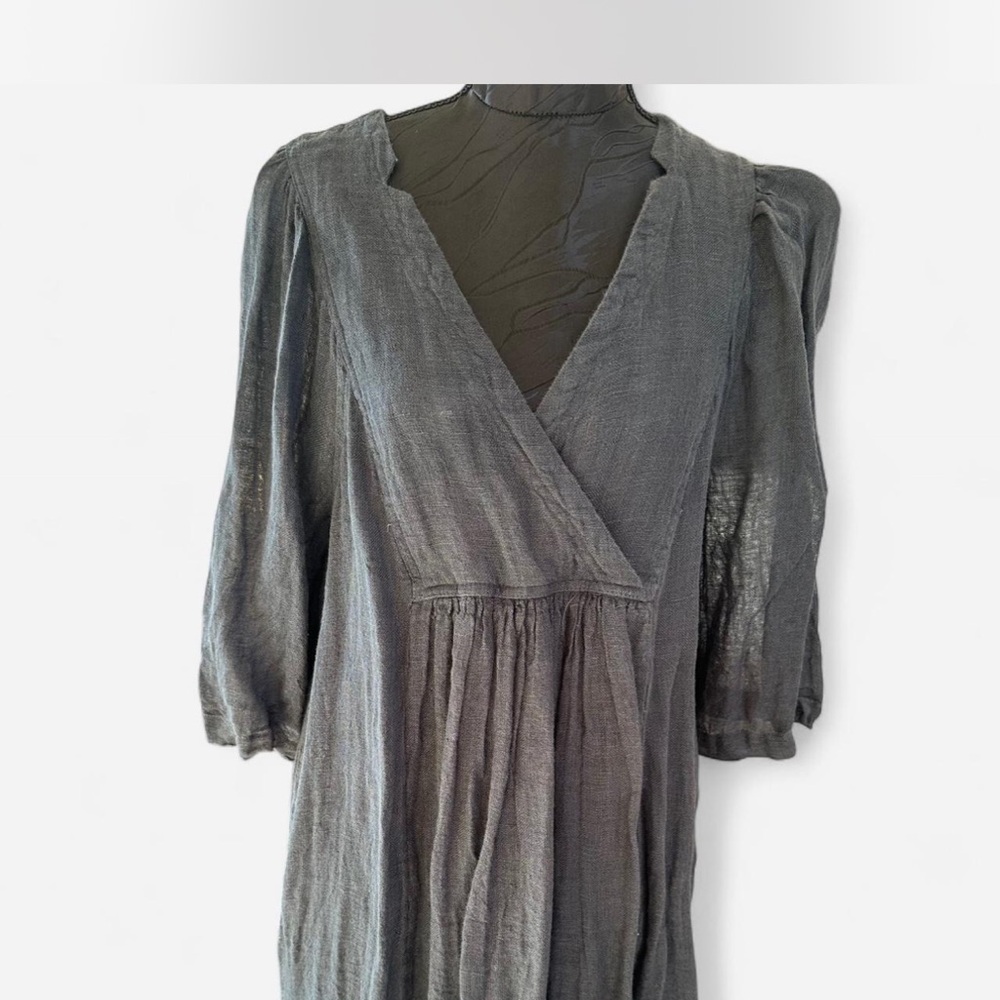 Sundance Washed Black Casual V-Neck Dress